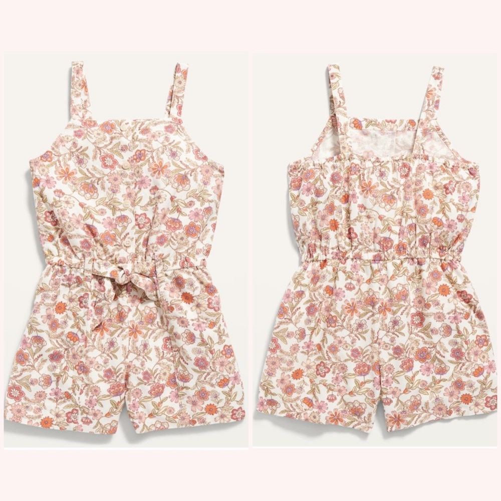 NWT Old Navy Girls Romper Wallflower Linen Blend Size XL